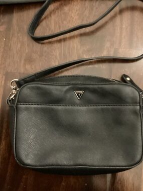Guess Black Crossbody with Gold Triangle Logo